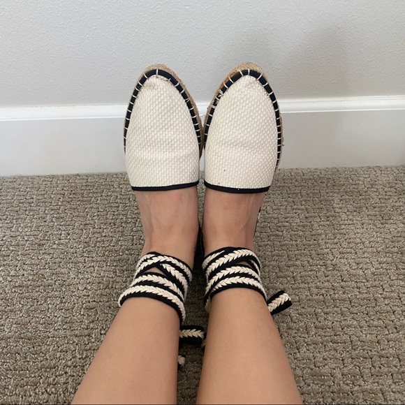 Zara Contrast Ankle Tie Espadrilles - Picture 4 of 6